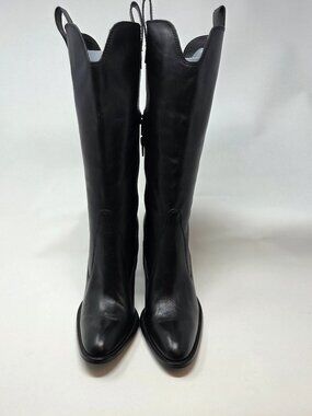 BCBGirls Black Leather Western-Inspired Heeled Boot, Size 8.5.  NWOT